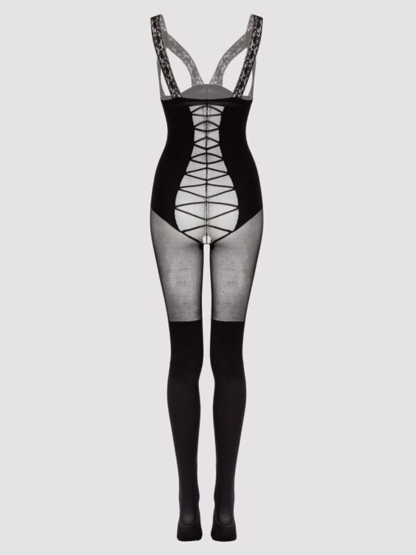 Lovehoney Black Corset Crotchless Open-Cup Bodystocking
