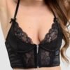 Lovehoney Front-Fastening Black Satin Longline Bra