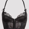Lovehoney Front-Fastening Black Satin Longline Bra