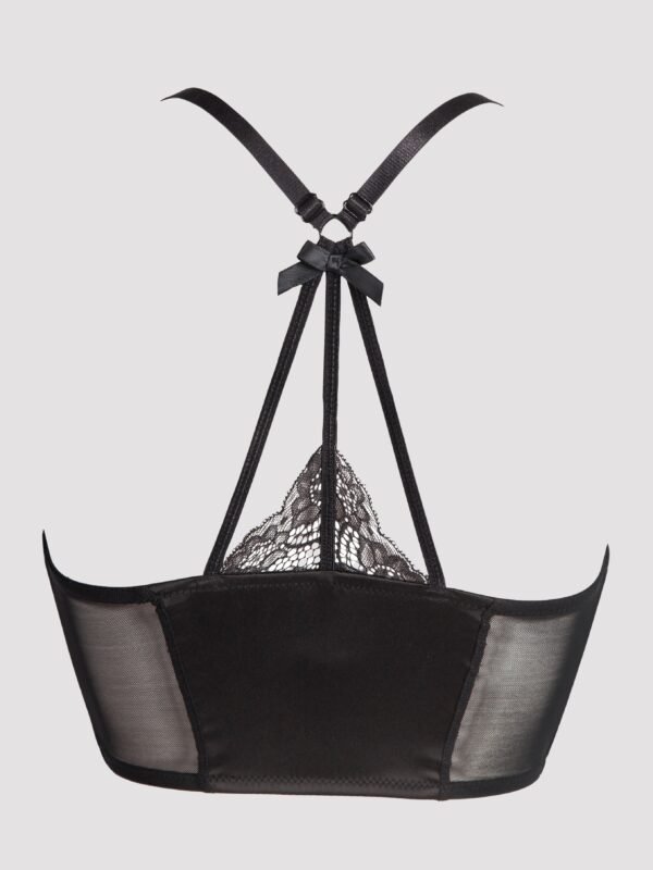 Lovehoney Front-Fastening Black Satin Longline Bra