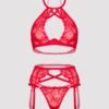 a38255g70625_6 Lovehoney Red Underwired Halterneck Bra and Garter Set