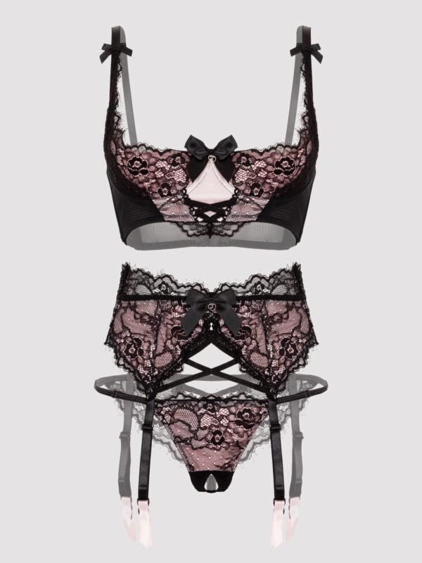 Lovehoney Boudoir Belle Blush Pink Quarter Cup Bra Set