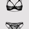 Lovehoney Black Quarter Cup Bra and Crotchless Panties Set