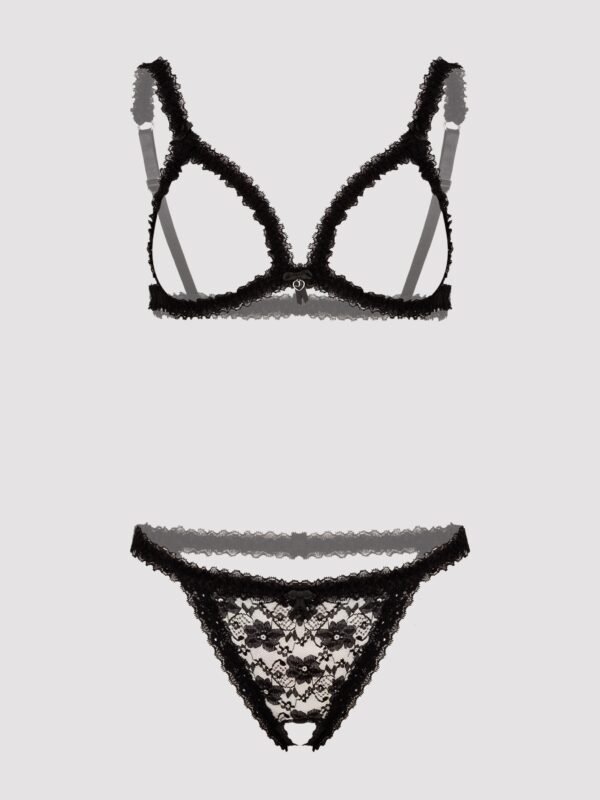 Lovehoney Flaunt Me Floral Lace Open Cup Bra Set