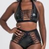 Lovehoney Fierce Leather-Look Lace-Up Bra Set