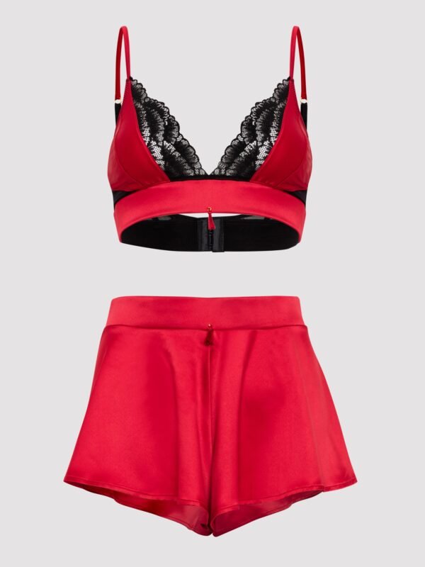 Lovehoney Empress Red Satin Bra and Shorts Set