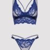 Lovehoney Lustful Liaison Navy Floral Lace Bra Set