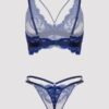 Lovehoney Lustful Liaison Navy Floral Lace Bra Set