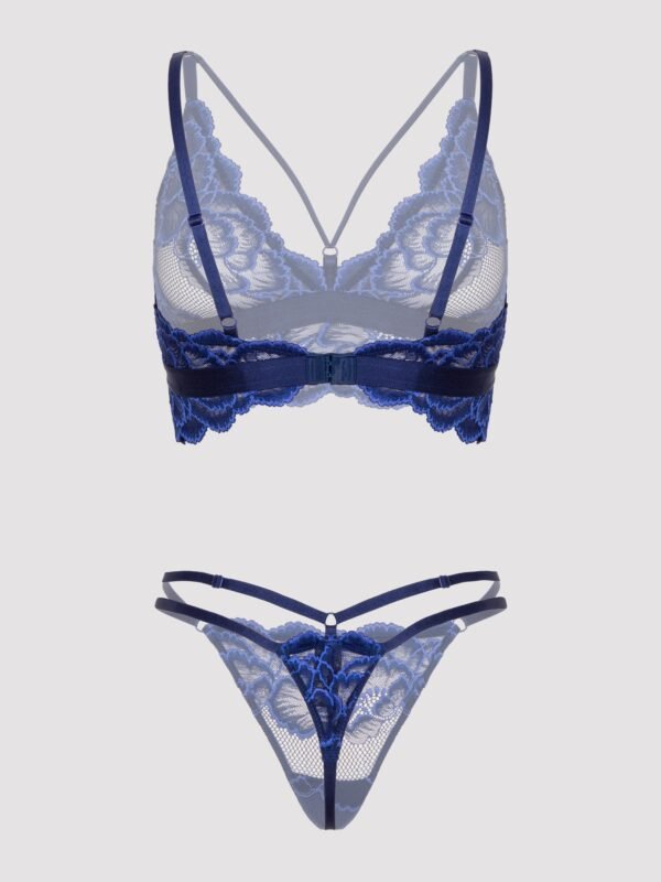 Lovehoney Lustful Liaison Navy Floral Lace Bra Set