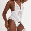 Lovehoney Peek-a-Boo White Lace Merry Widow Bustier SetPeek-a-Boo White Lace Mer