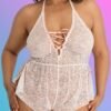 Lovehoney Plus Size Flirty Lace Ivory Teddy