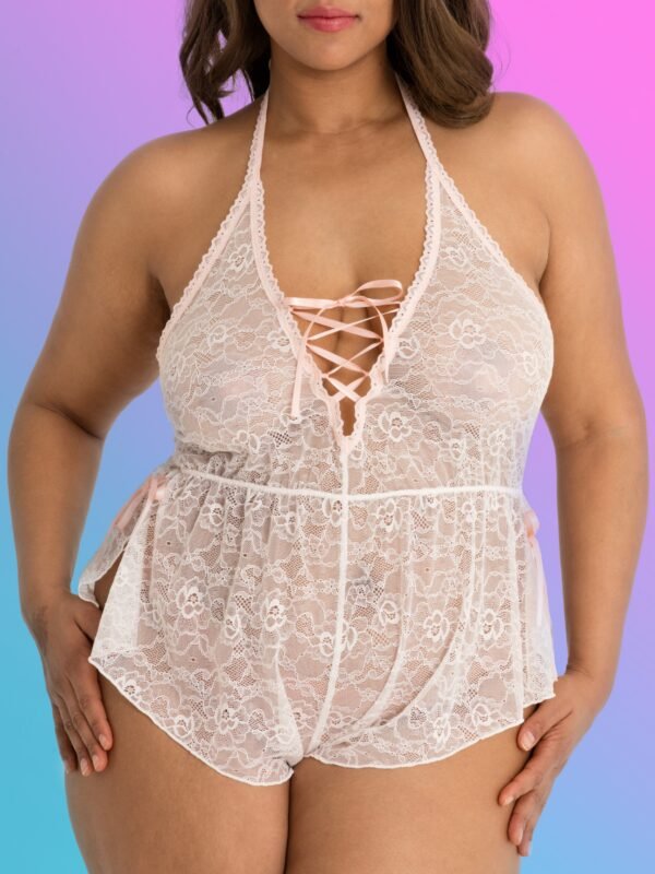 Lovehoney Plus Size Flirty Lace Ivory Teddy