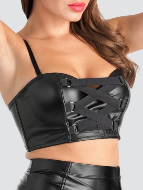 Lovehoney Fierce Leather-Look Longline Bra