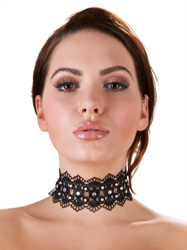 a47051g84447_1 Cottelli Black Lace Rhinestone Choker