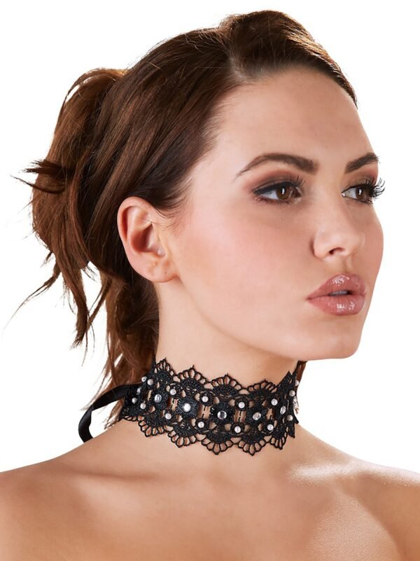 a47051g84447_2 Cottelli Black Lace Rhinestone Choker