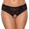 Escante Bow Back Black Sheer Lace Crotchless Knickers