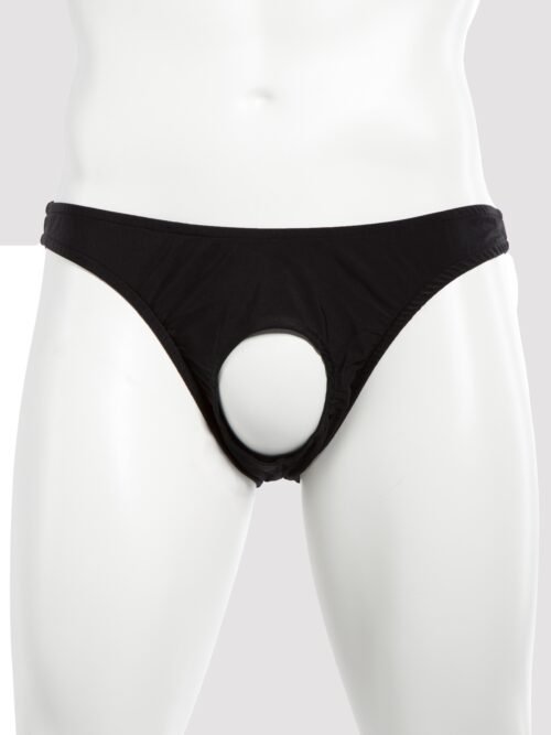Male Power Black Pouchless Open Front Briefs