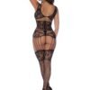 Mapale Black Rhinestone Sheer Bodystocking