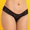 Lovehoney Crotchless Lace Thong with Satin Bows