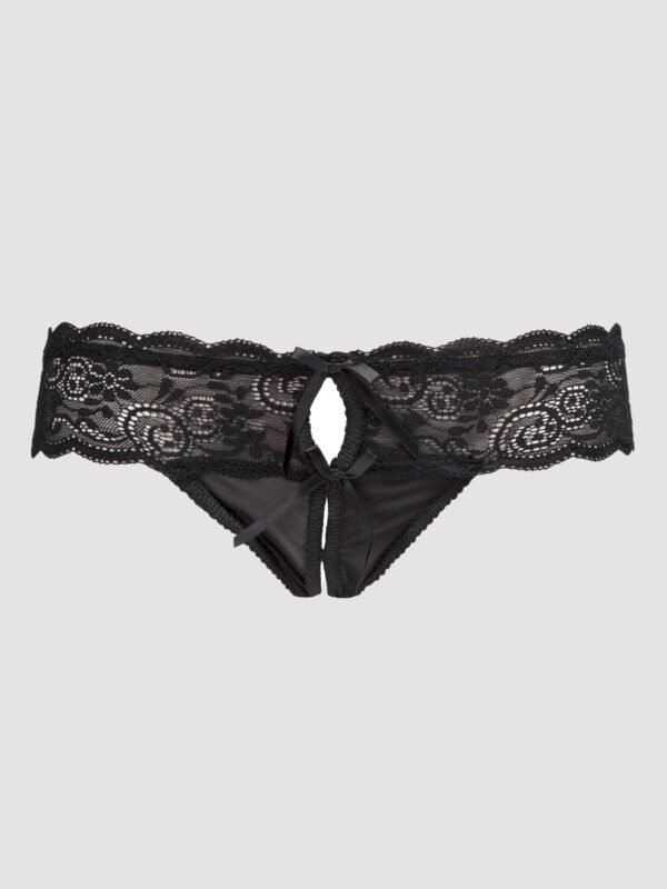 Lovehoney Crotchless Lace Thong with Satin Bows