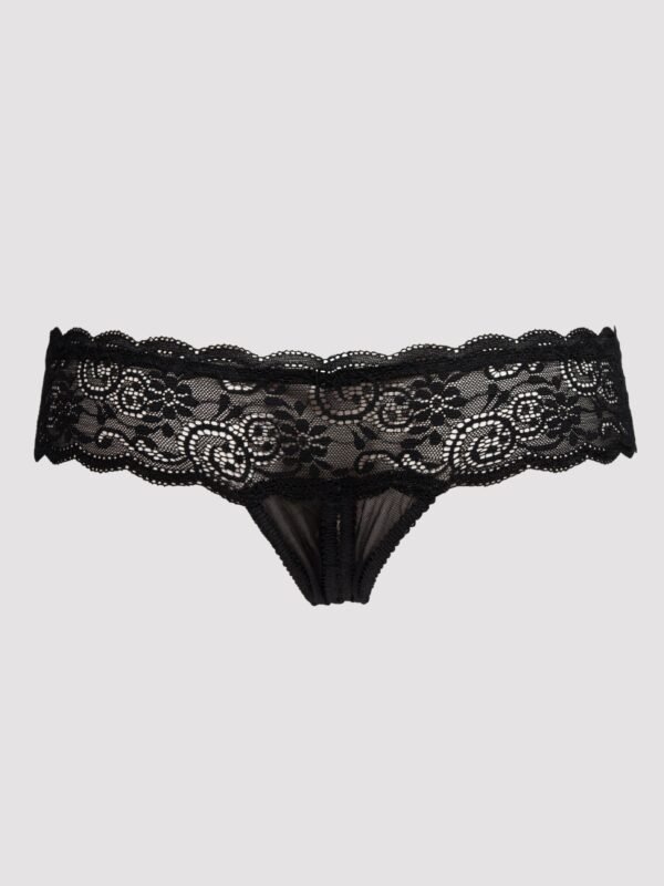 Lovehoney Crotchless Lace Thong with Satin Bows