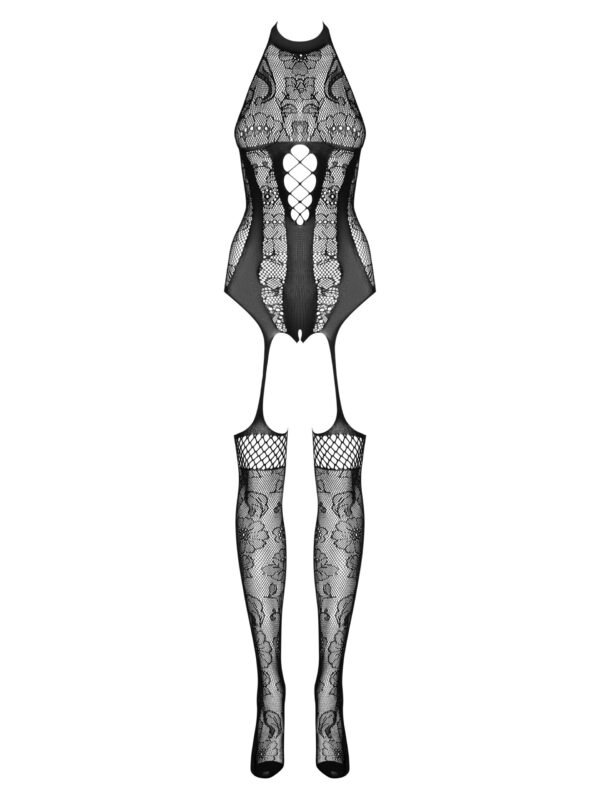 Obsessive Black Crotchless Lace Suspender Bodystocking
