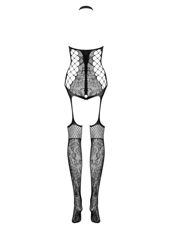 Obsessive Black Crotchless Lace Suspender Bodystocking
