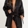 Lovehoney Short Black Satin Robe