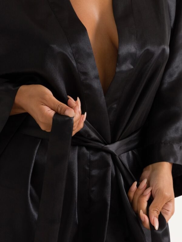 Lovehoney Short Black Satin Robe