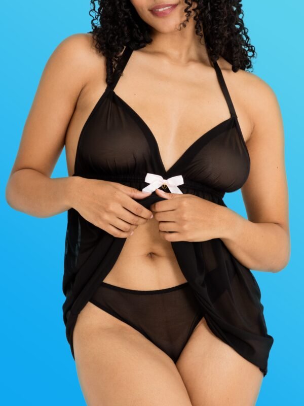 Lovehoney Barely There Black Sheer Babydoll Set