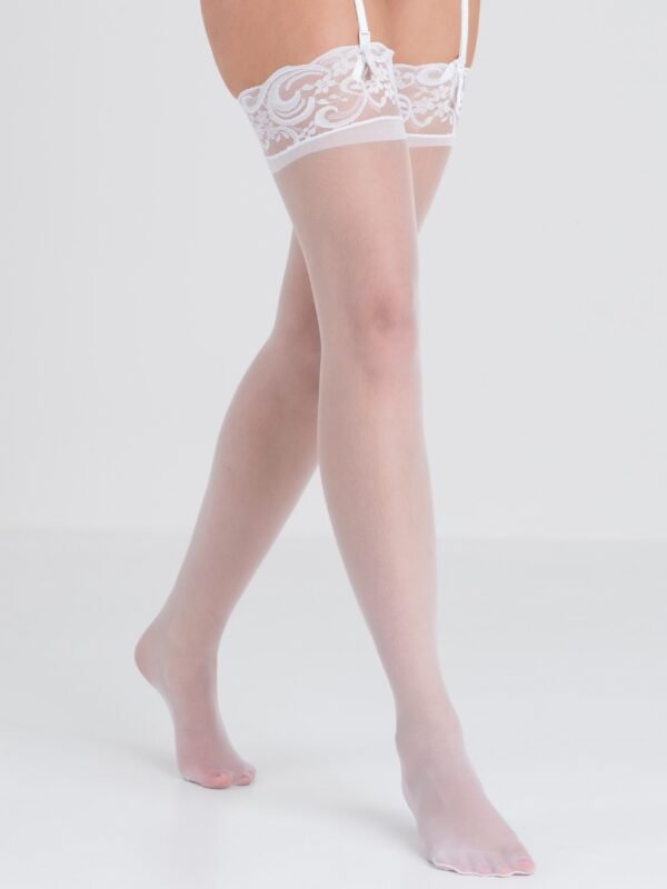 a30685g65014_1 Lovehoney White Sheer Lace Top Thigh High Stockings