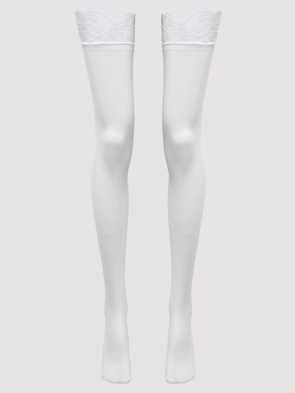 a30685g65014_4 Lovehoney White Sheer Lace Top Thigh High Stockings