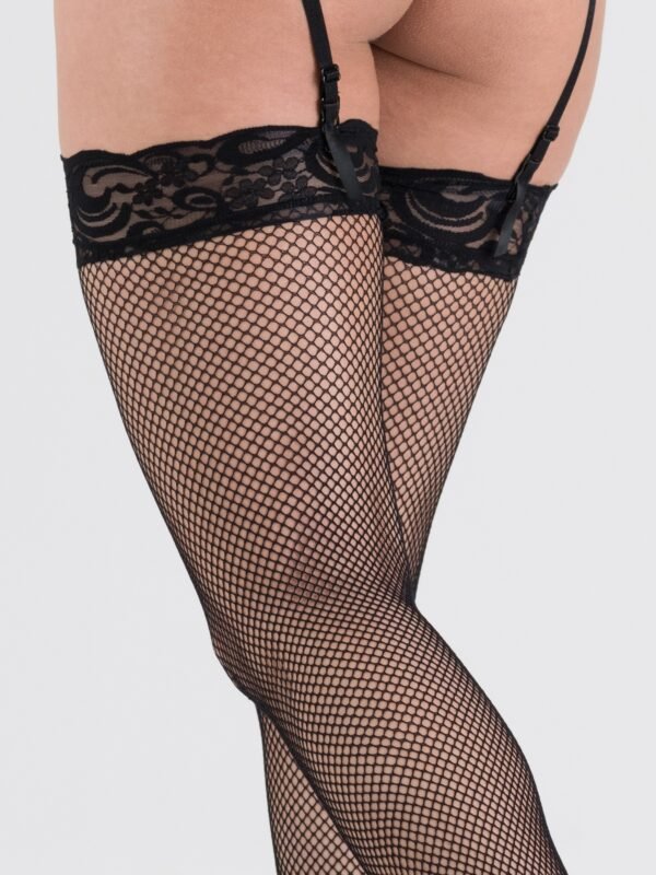 a30687g51992_1 Lovehoney Black Fishnet Lace Top Thigh High Stockings