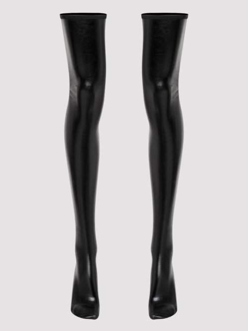 Lovehoney Fierce Black Wet Look Thigh High Stockings