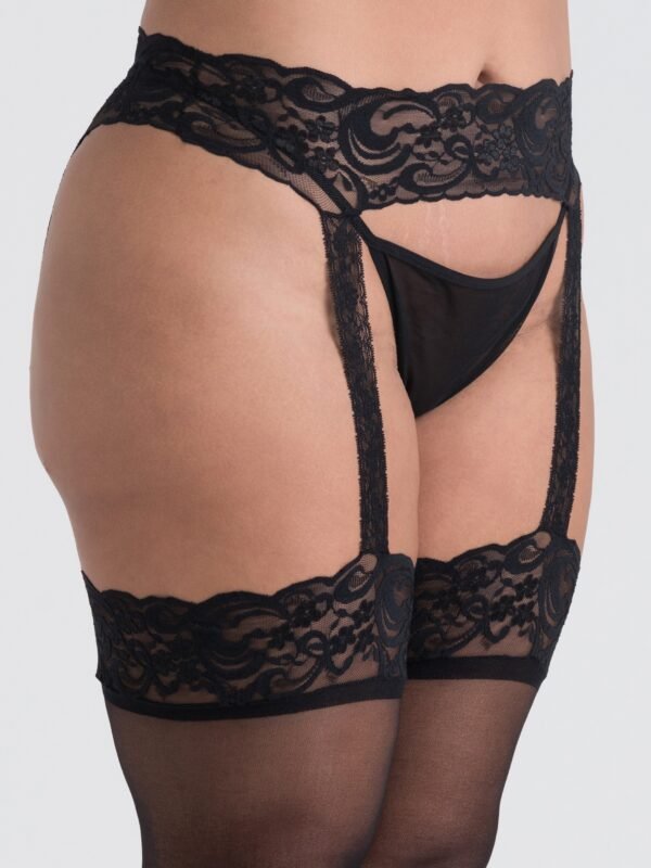 Lovehoney Plus Size Black Lace Garter Tights