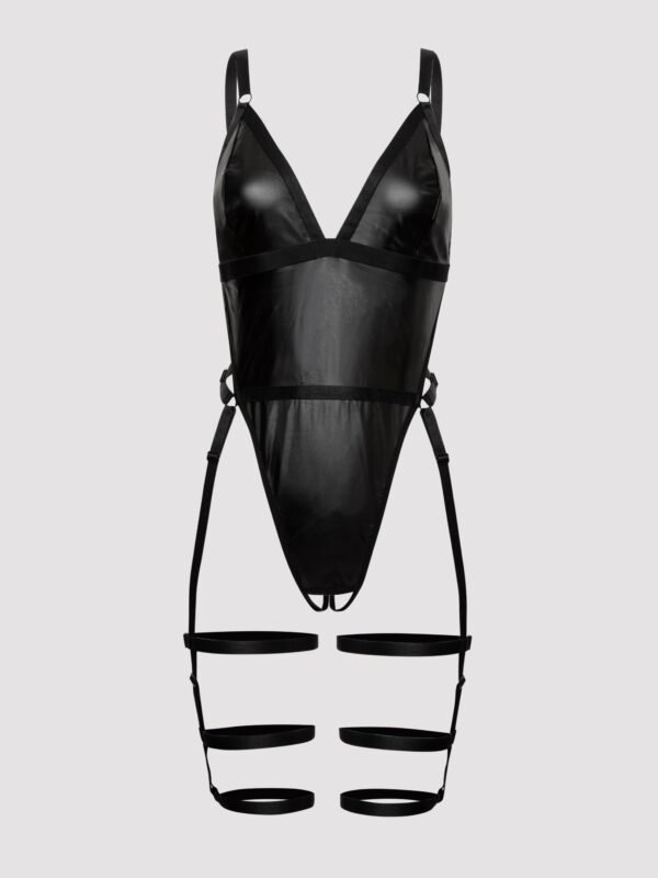 75204_3 Lovehoney Fierce Wet Look Leg Harness Teddy