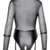Cottelli Black Mesh & Wetlook Long Sleeve Crotchless Restraint Body
