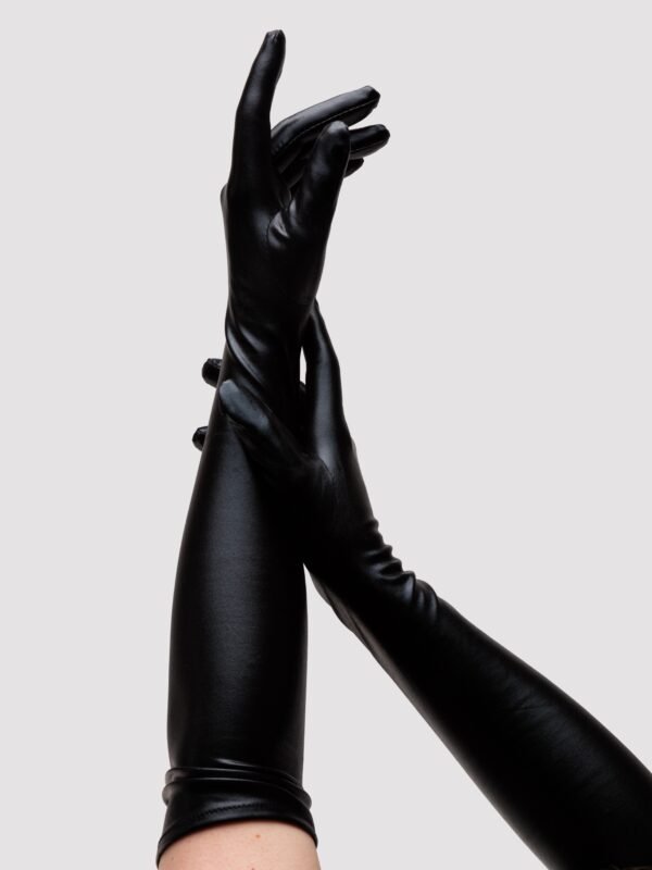 Lovehoney Fierce Black Wet Look Elbow-Length Gloves