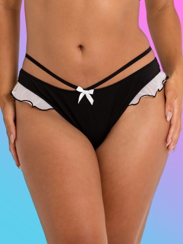 a39963g73146_2 Lovehoney Fantasy Black French Maid Strappy Thong