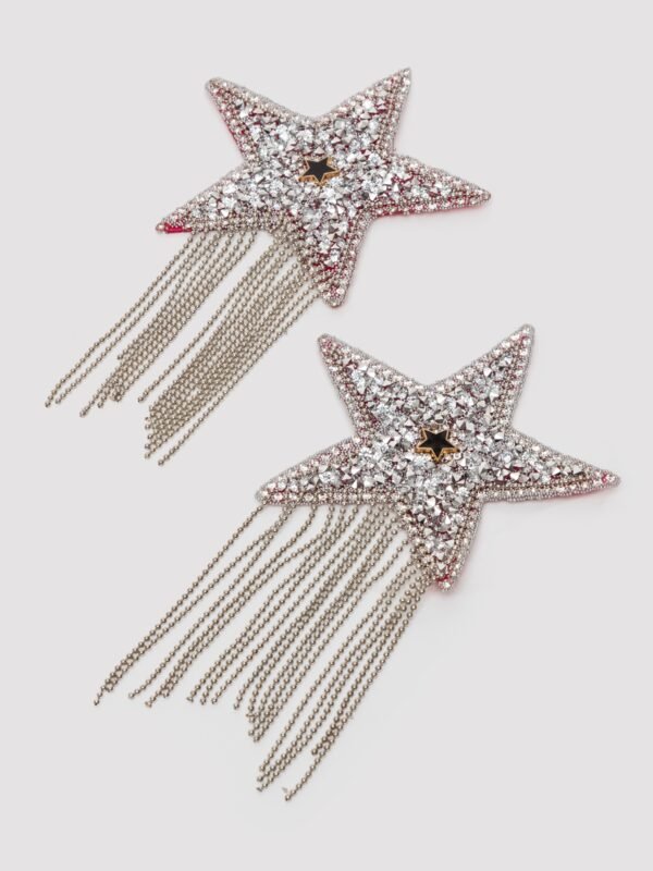 Coquette Silver Star Rhinestone Tassel Pasties