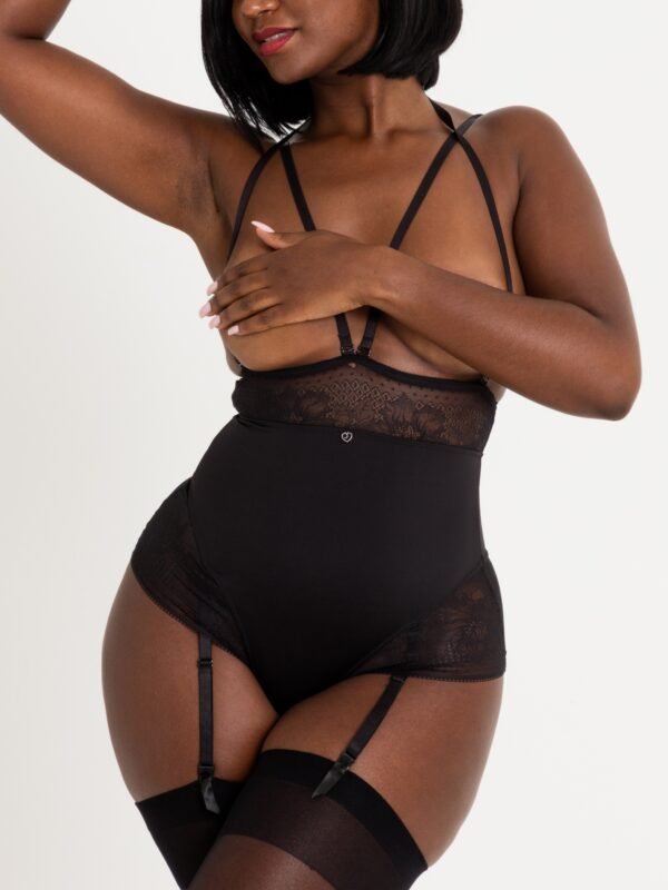 Lovehoney Hourglass Black Smoothing Open-Cup Crotchless Teddy