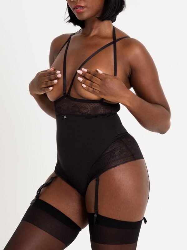 Lovehoney Hourglass Black Smoothing Open-Cup Crotchless Teddy