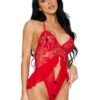 Escante Red Lace Peek-a-Boo Halterneck Crotchless Body