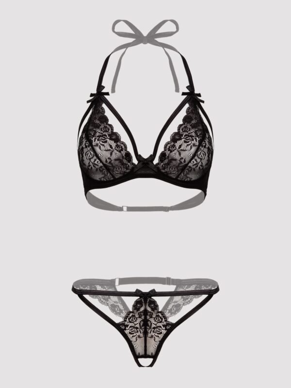 Lovehoney Underwired Lace Triangle Bra & Crotchless G-String Set