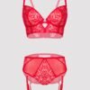 Lovehoney Parisienne Charm Red Lace Crotchless Bra Set