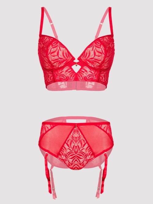 Lovehoney Parisienne Charm Red Lace Crotchless Bra Set