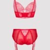 Lovehoney Parisienne Charm Red Lace Crotchless Bra Set