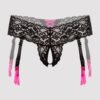 Lovehoney Crotchless Lace Thong with Removable Suspender Straps