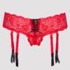 Lovehoney Red Crotchless Lace Thong with Removable Garter Straps
