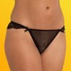 Lovehoney Love Me Lace Crotchless Brazilian Panties Black